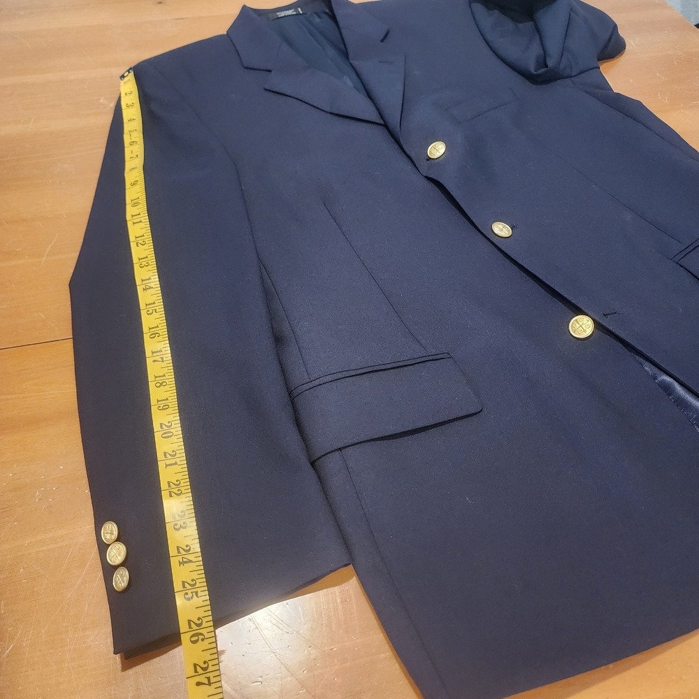 John Weitz Sport Coat Mens 42L Navy Wool Gold Buttons‎ Classic Career Preppy NEW - Picture 11 of 16